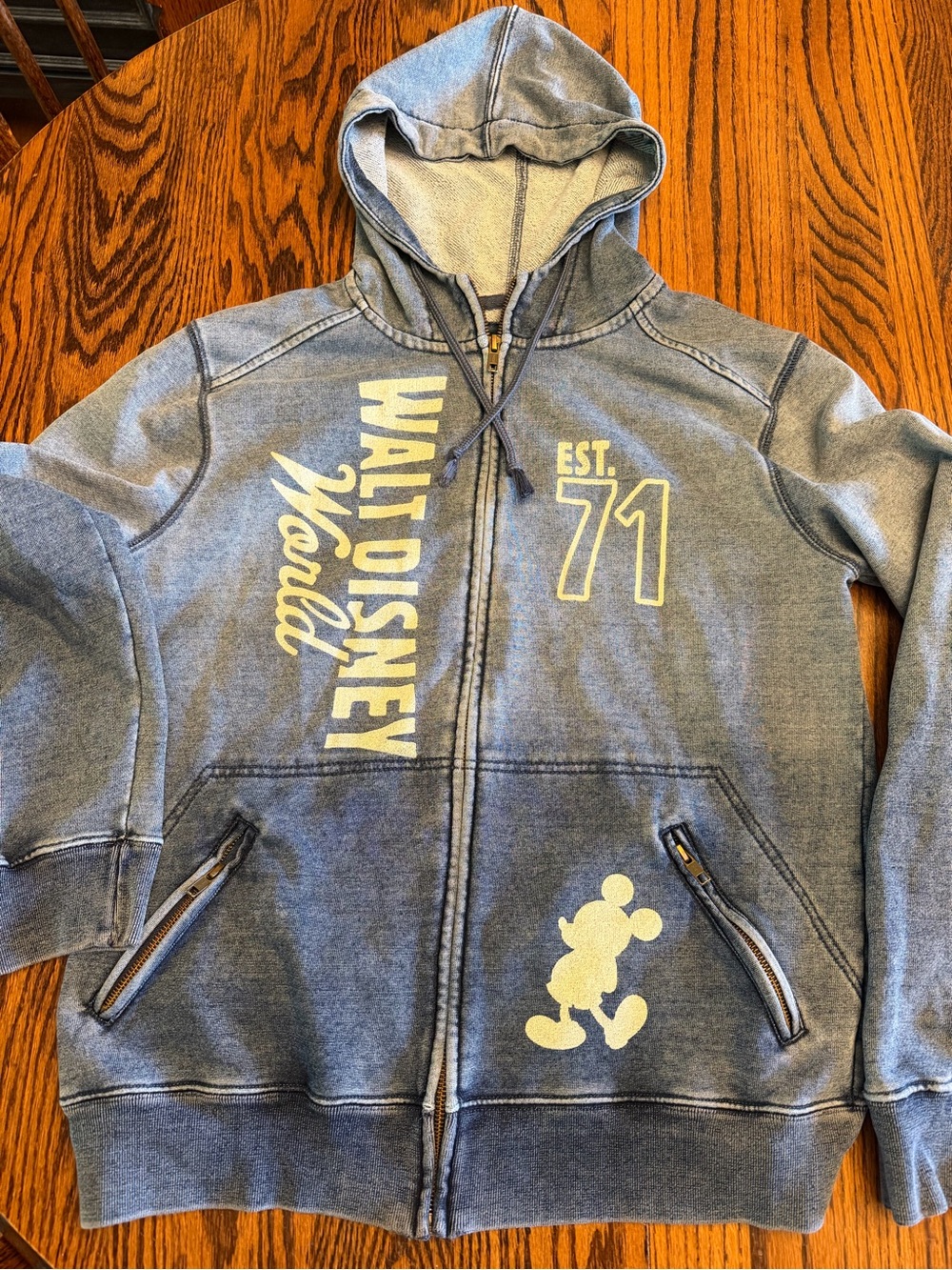 Disney Blue Walt Disney World Zip-Up Hoodie with Mickey Graphic